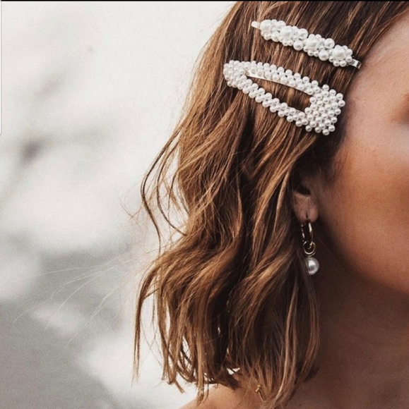 large foux pearl hair clips pins Accessories - Set of 2 Large Foux Pearl Hair Clips Pins